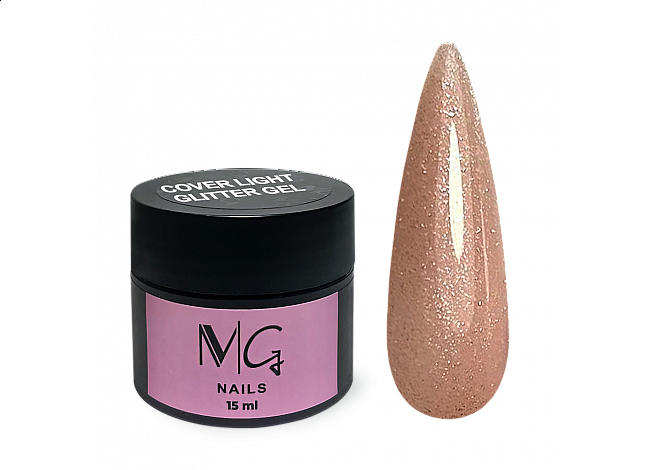 Гель камуфлирующий для наращивания MG Gel Cover Glitter  Light, 15 мл